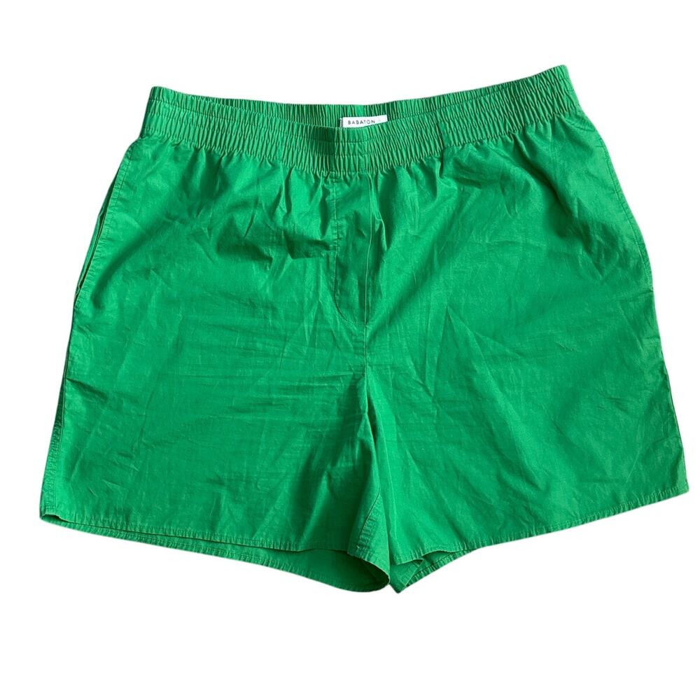 Aritzia Babaton 5"‎ Pull-On Cotton Shorts in Emerald Green Pockets Size Large